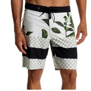 Vans Black and White Board Shorts with Geometric Patterns